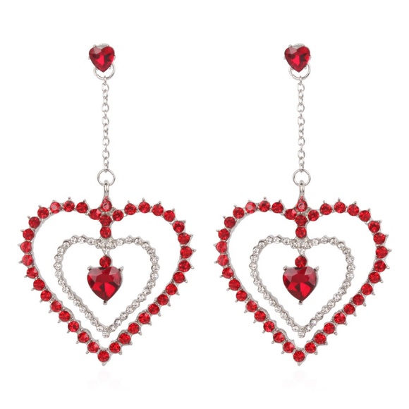 Love Heart Pierced Earrings - Picture 3 of 3